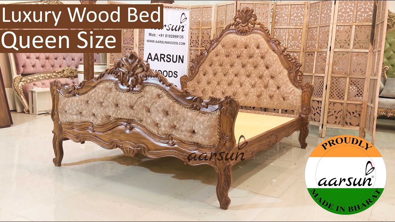 Wood Carving Week-11-Royal Queen Size Wooden Carved Bed YT-345