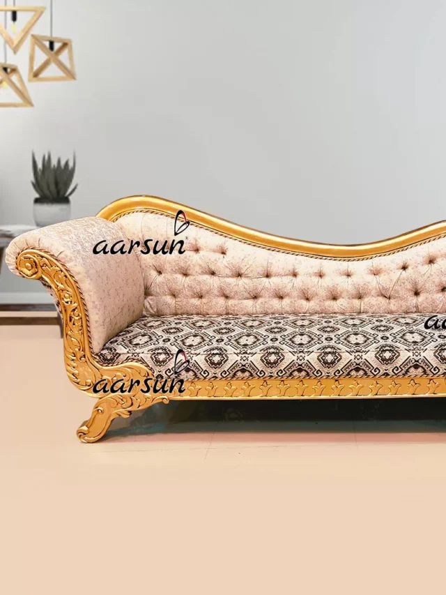 Sleek and Stylish Handcrafted Gold Chaise Lounge