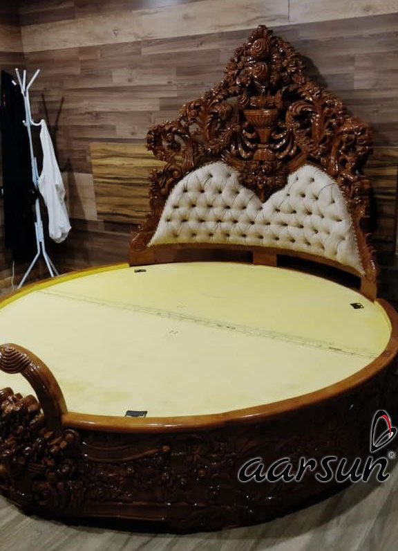 Image for Luxurious Round Bed Fully Carved in Teak YT-374