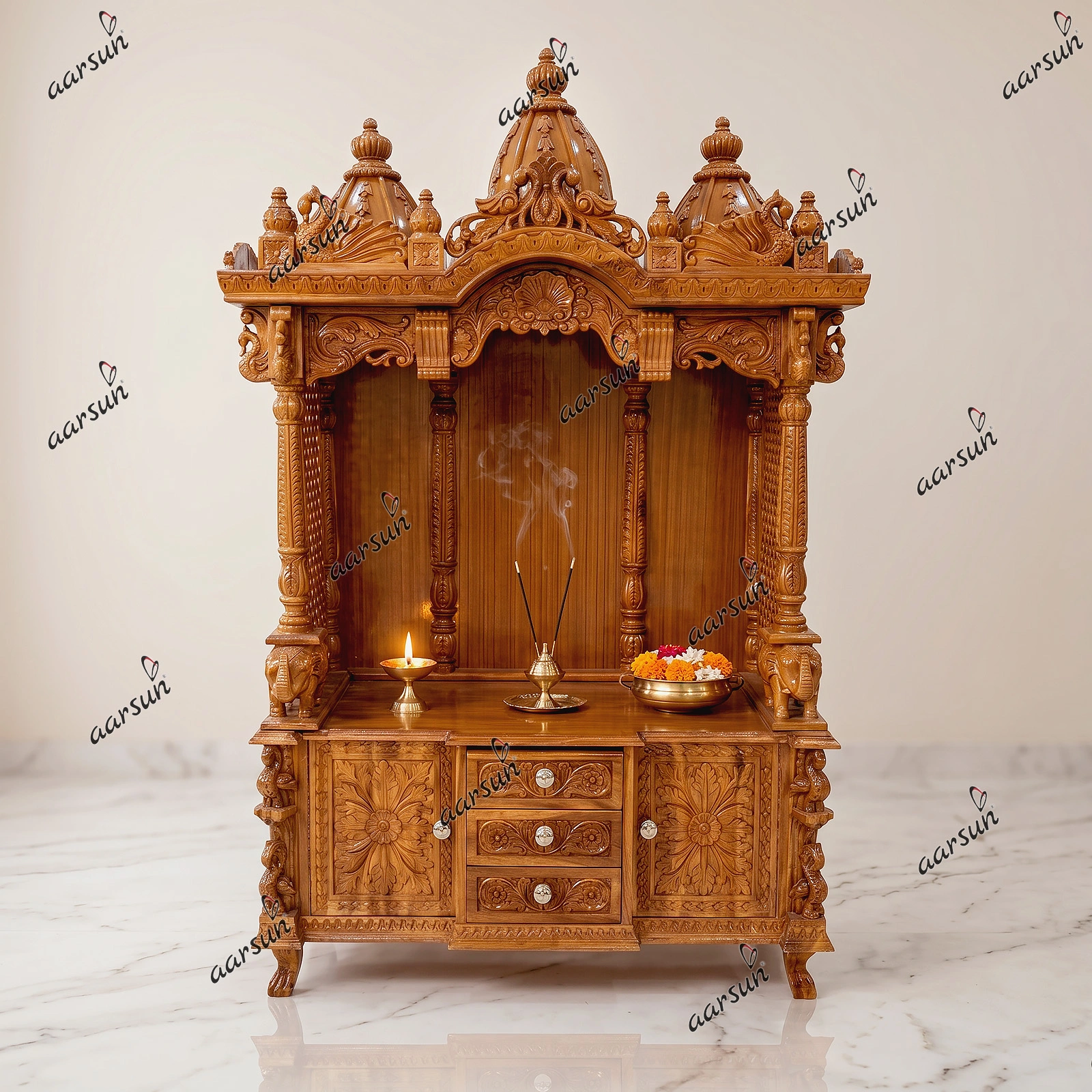 Image for Large Size Temple Handcrafted in Teak with High Gloss Finish