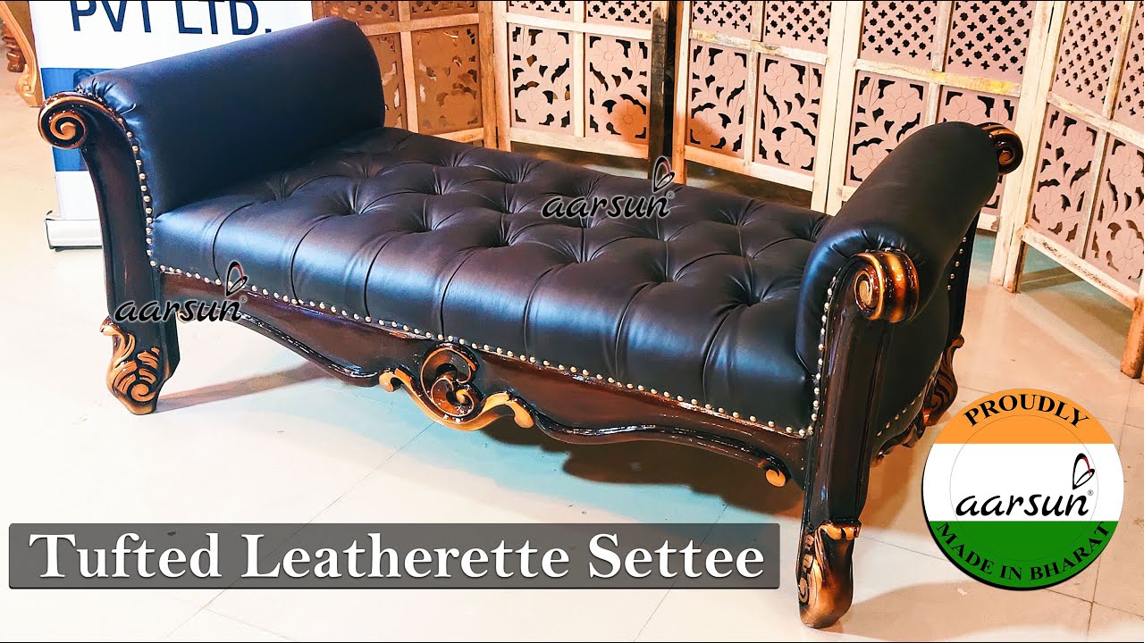 Themed Furniture Week - 15 - Classic Wooden Brown Leather Settee YT-369