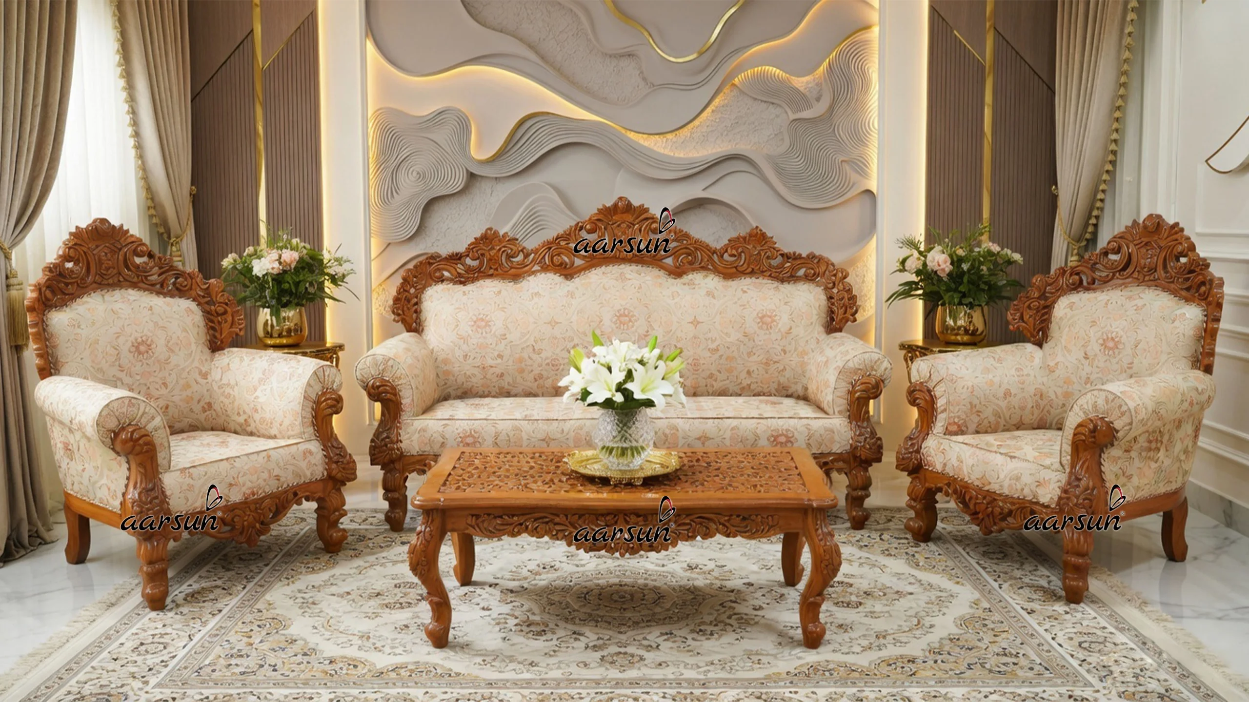 Traditional Wooden Classic Sofa Set YT-378