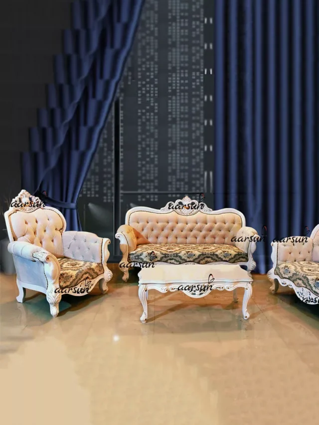 Classic Victorian Sofa Set in White Polish UH-YT-396