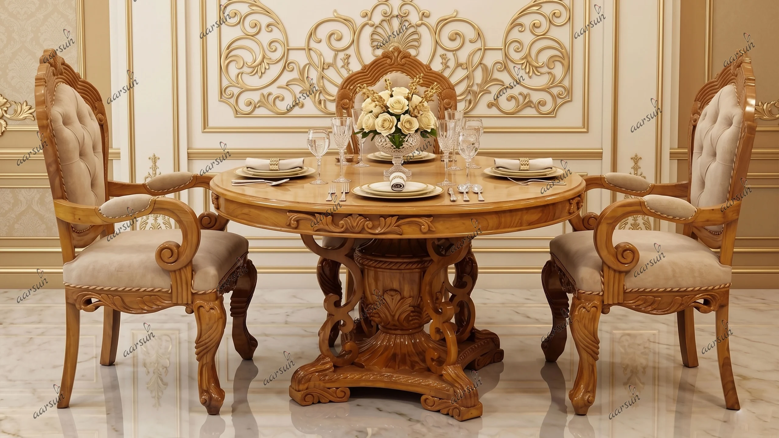 Artistic Round Dining Set in Teak UH-YT-402