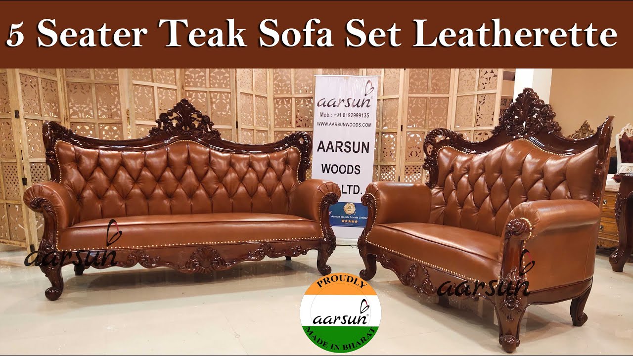 Image for Custom Made Furniture Week 19 - 5 Seater Sofa Set in Teak & Leatherette YT-401