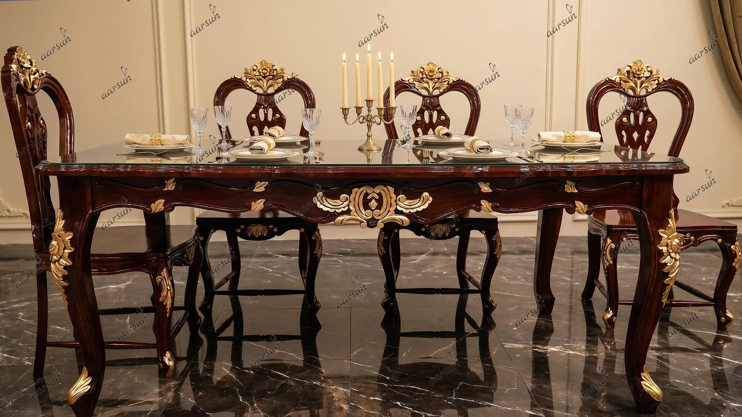 Fully Customized Dining Set with Chippendale Style Chairs Handcrafted UH-YT-419