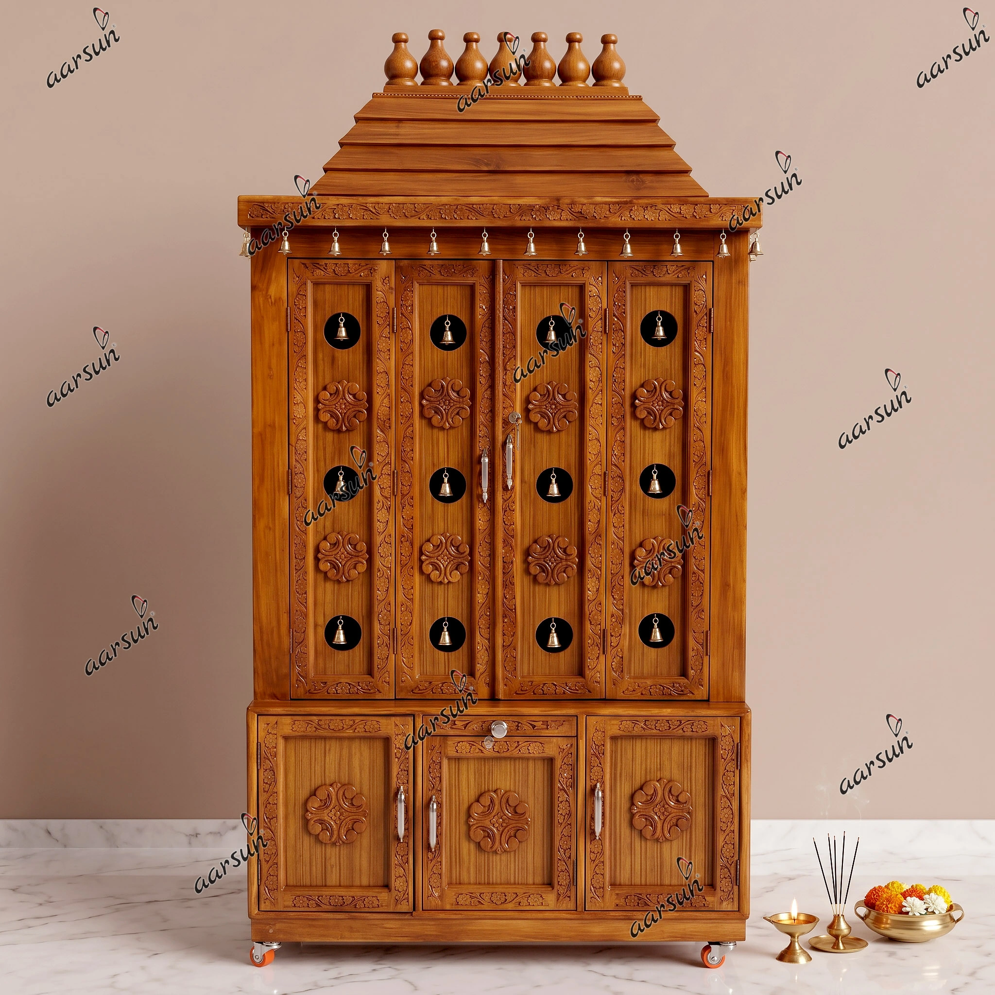 Image for Handcrafted DIY Temple with Doors & Bells UH-YT-400
