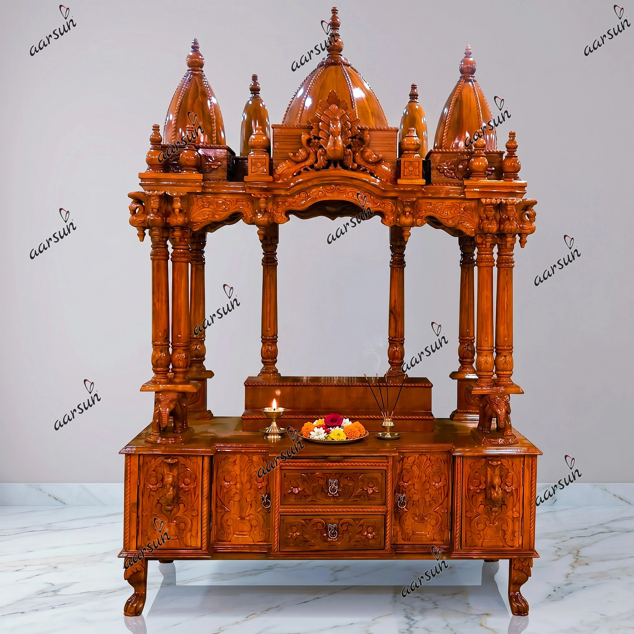 Image for Handcrafted Teak Temples Customized as per Your Choice UH-YT-431