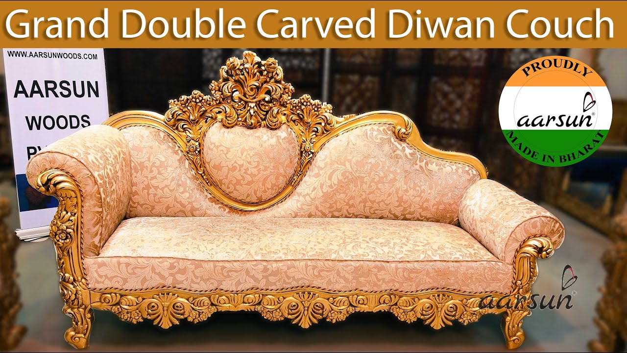 Image of Luxurious Furniture Week 20 - Grand Double Carved Diwan in Antique Gold YT-426