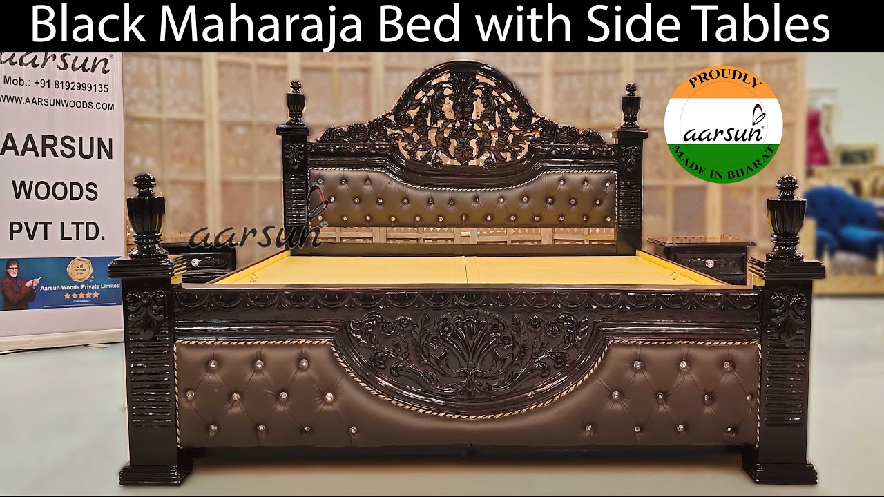image of Luxurious Furniture Week 20 - Luxurious Black Maharaja Bed with Side Tables YT-425