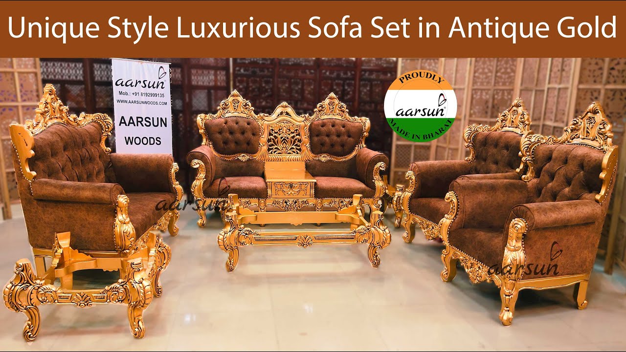 Image for Luxurious Furniture Week 20 - Unique Style Luxurious Sofa Set in Antique Gold YT-417