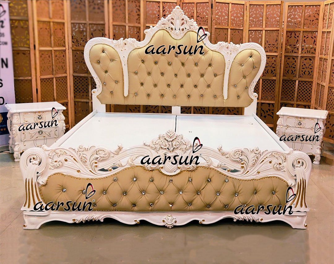 Royal Bedroom Set In Classic White Gold Highlights 409
