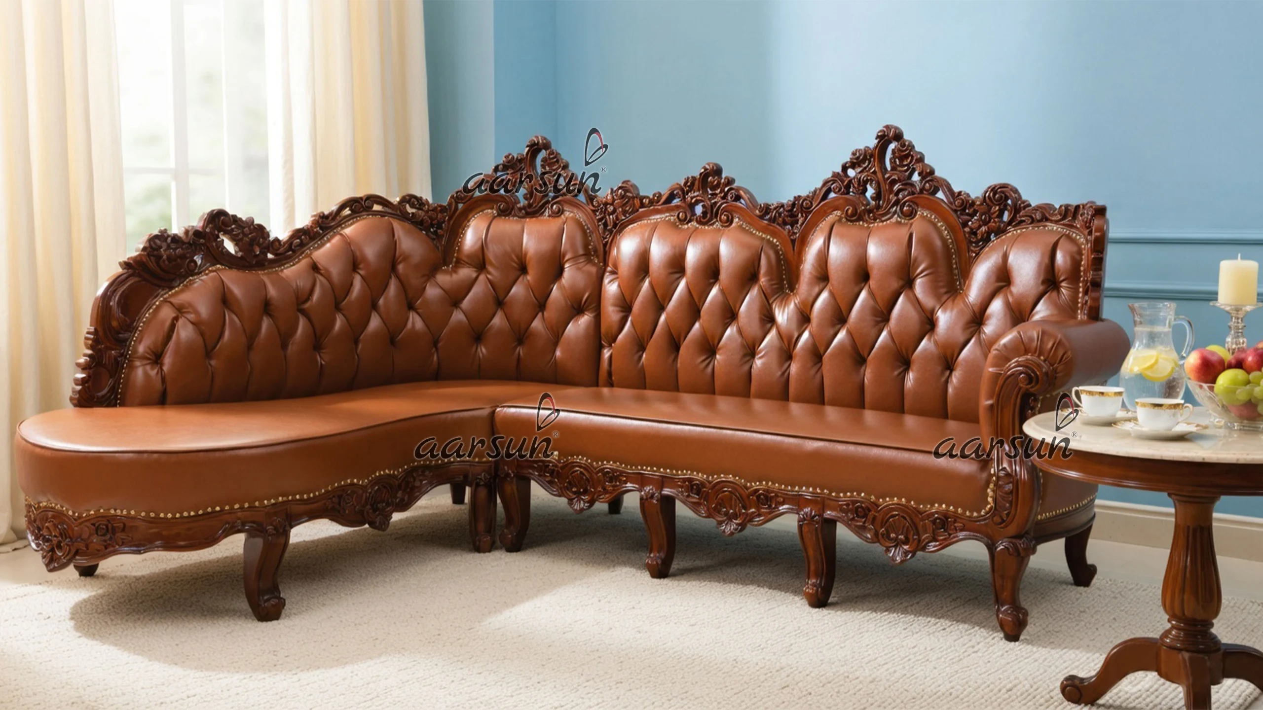 L shape corner sofa leather