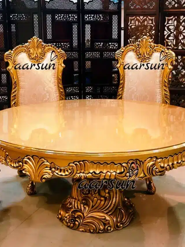 Round dining table chair luxury design for royal homes