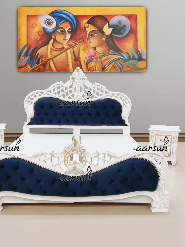 Image for Royal White Gold Bedroom Set with Chairs & Coffee Table UH-YT-436