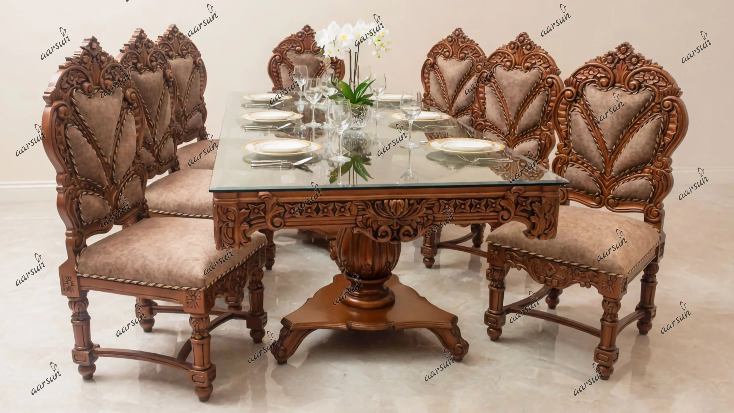 Amazing 8 Seater Dining Set in Rose Gold Paint UH-YT-98
