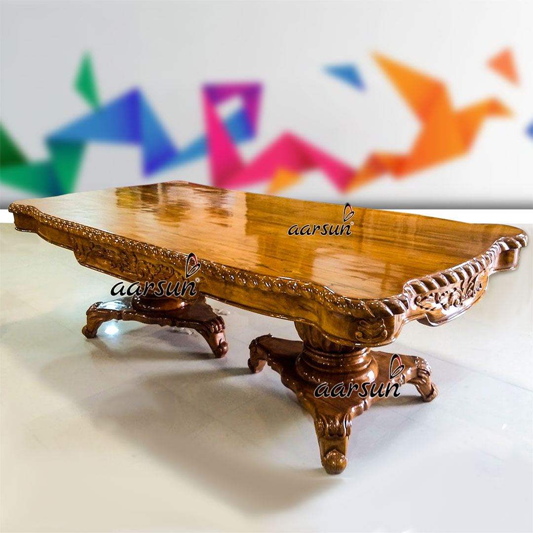 carved teak table