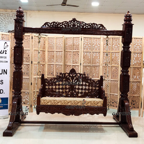 Indoor Jhula Handcrafted in Classic Design in Teak Wood