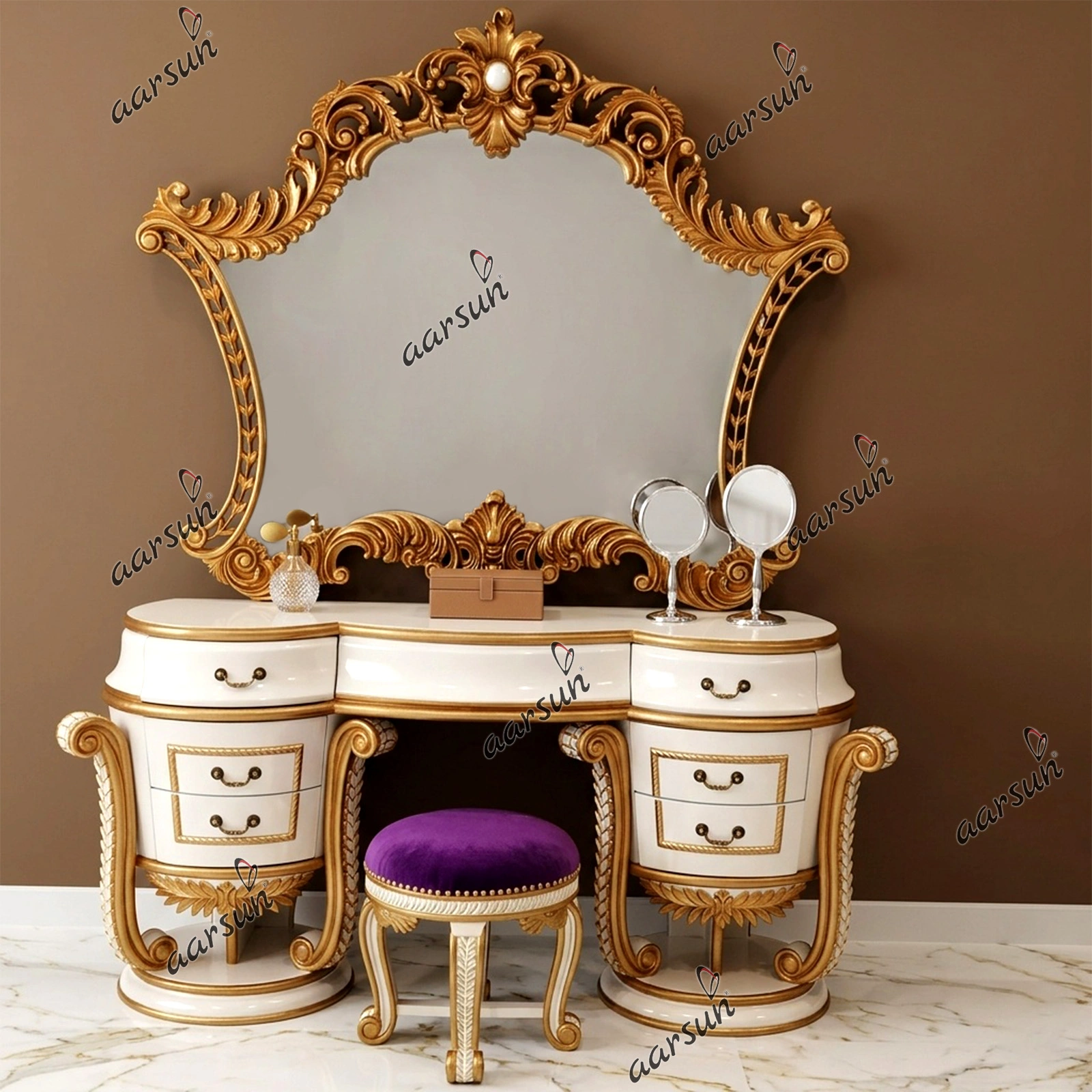 Luxurious Dressing in White Duco & Gold Highlights
