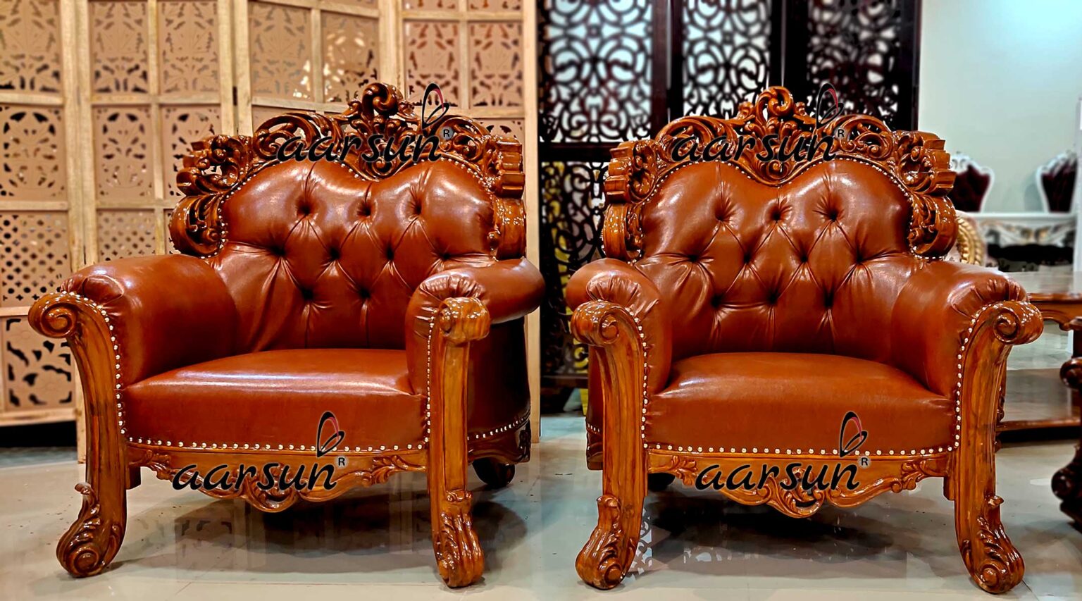 Truly Premium Sofa Set Double Carved In Teak Wood YT-458