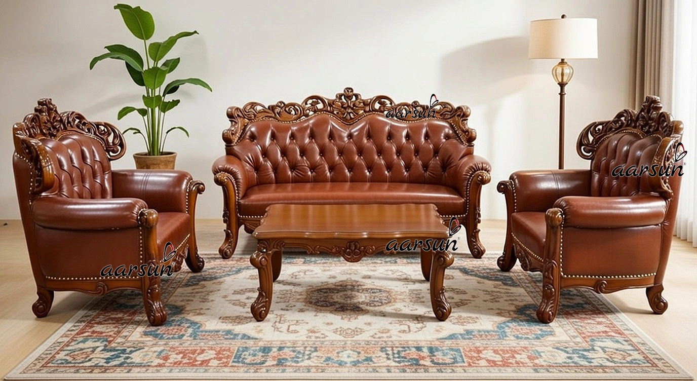 Truly Premium Sofa Set Double Carved in Teak Wood YT-458