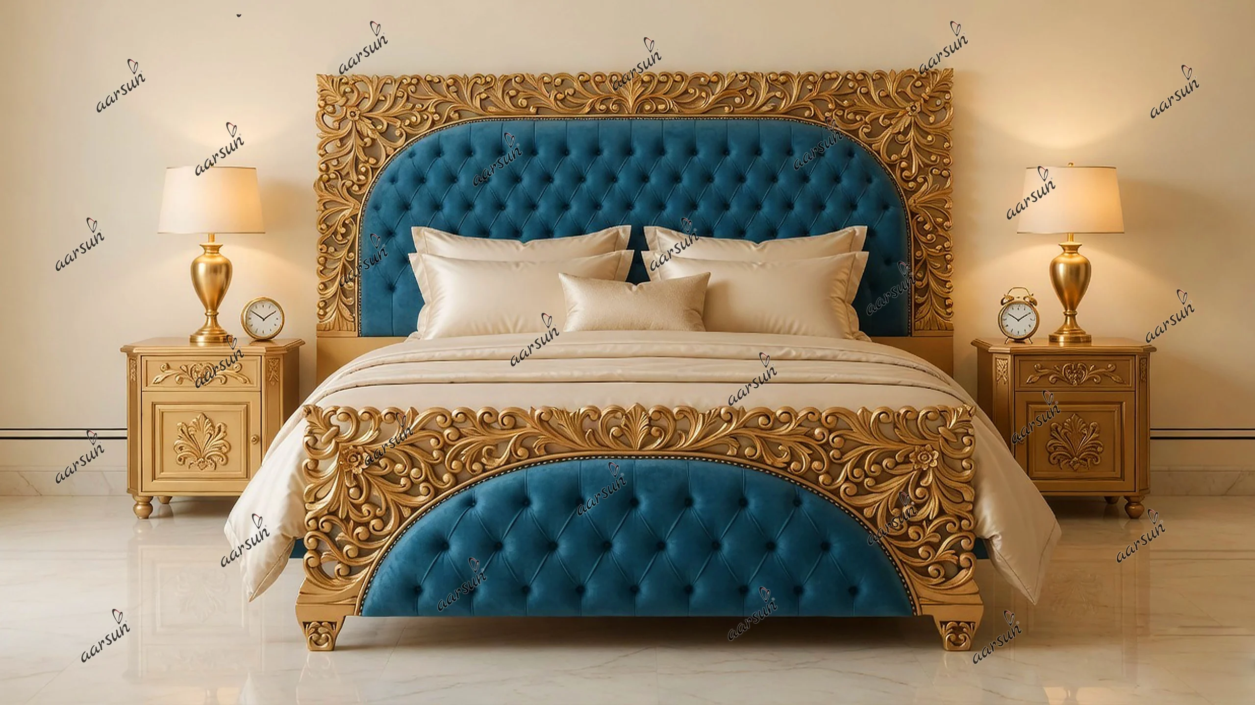 Personalized King Size Bed in Teak Wood
