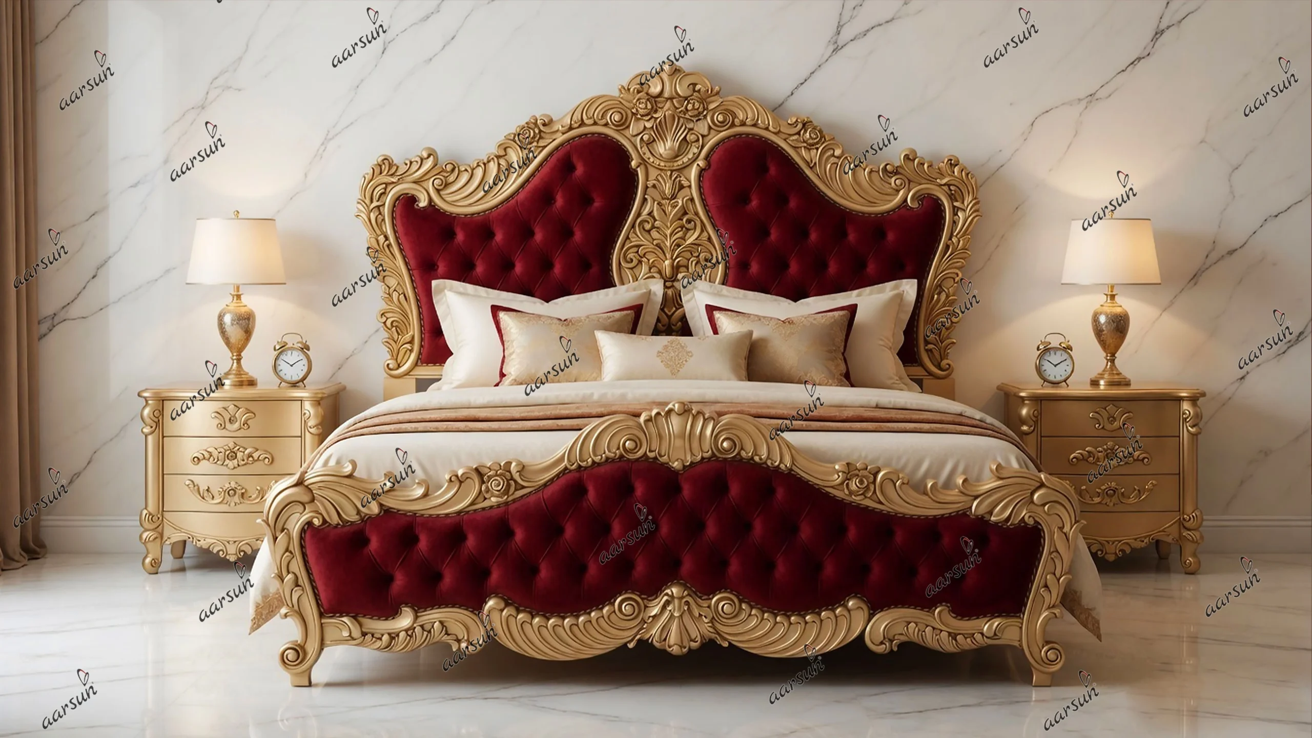 Large Bedroom Set with Tufted Contemporary Style Fabric