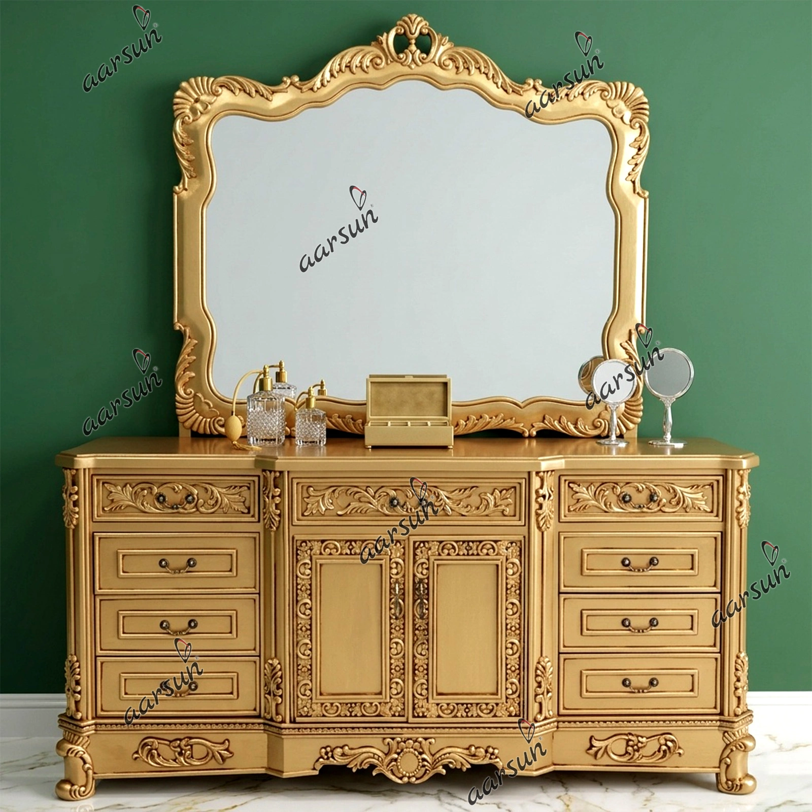 Classic Contemporary Antique Gold Dresser