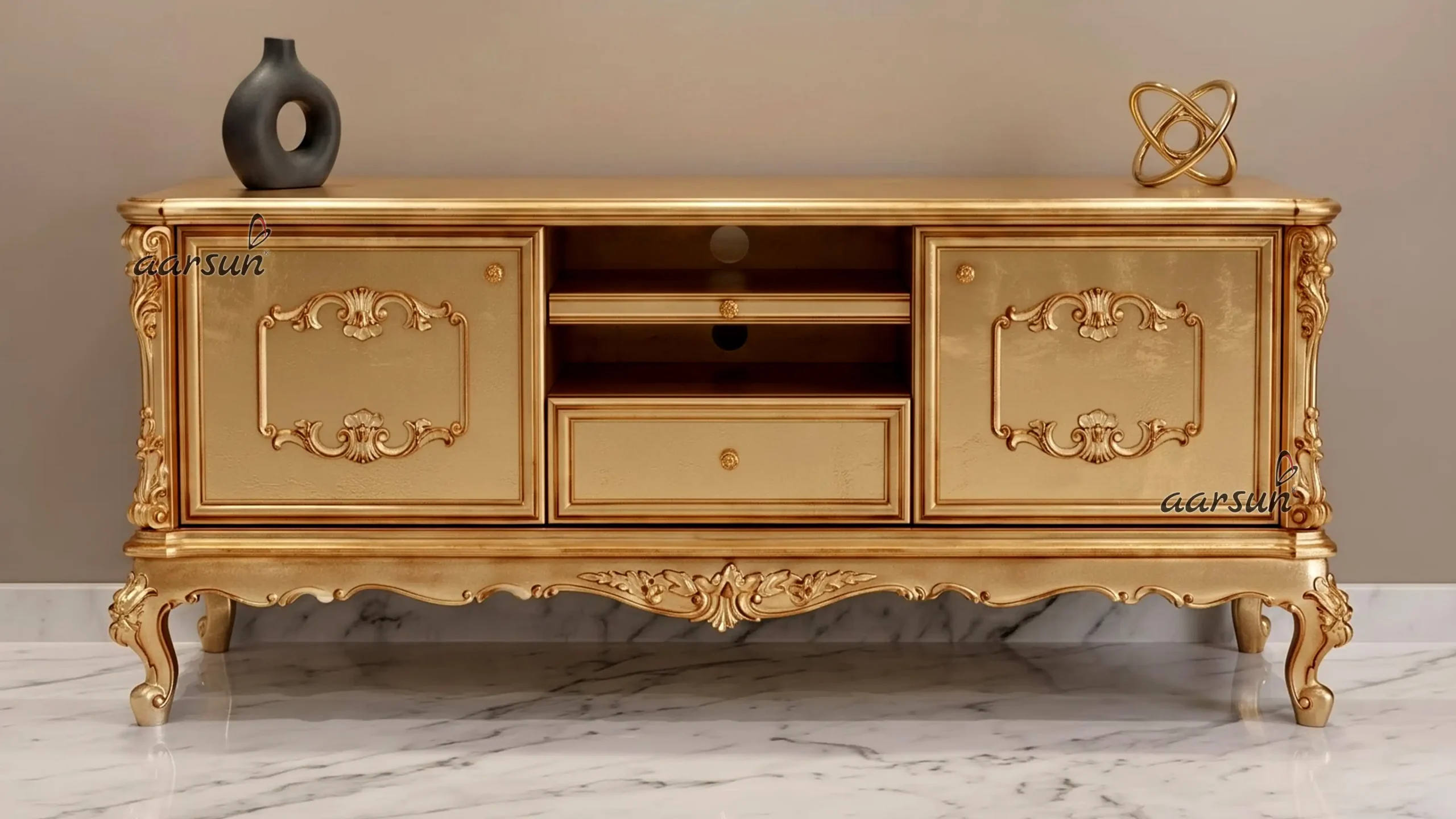 Wooden Gold TV Cabinet TVCB-0001