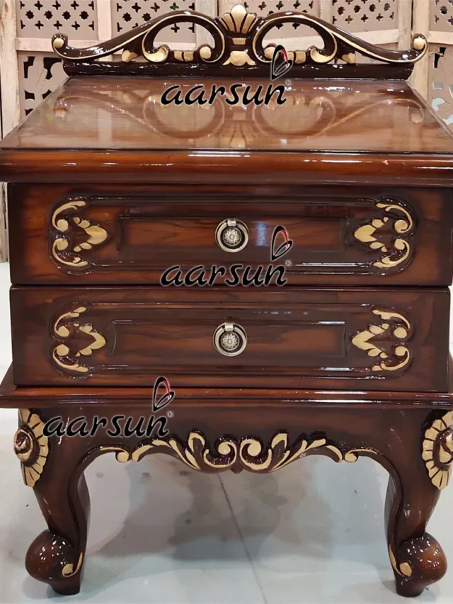 Handcrafted Wooden Storage Side Table