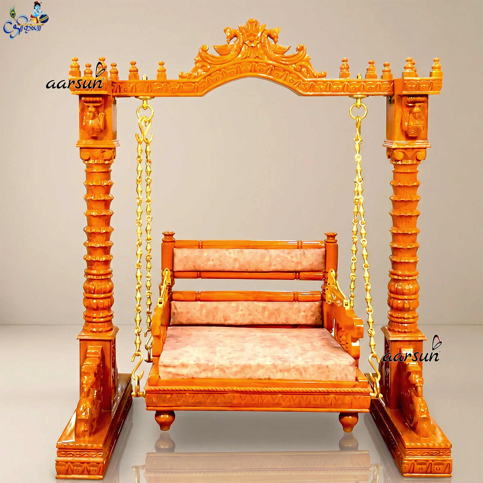 Convertible Krishna Jhula-Palna cradle baby swing teak wood by Aarsun