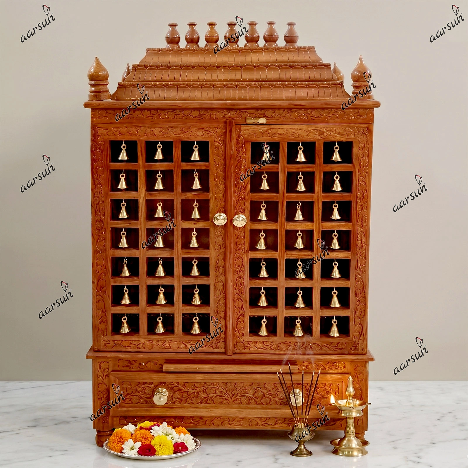 Puja Bell Temple in Teak Wood