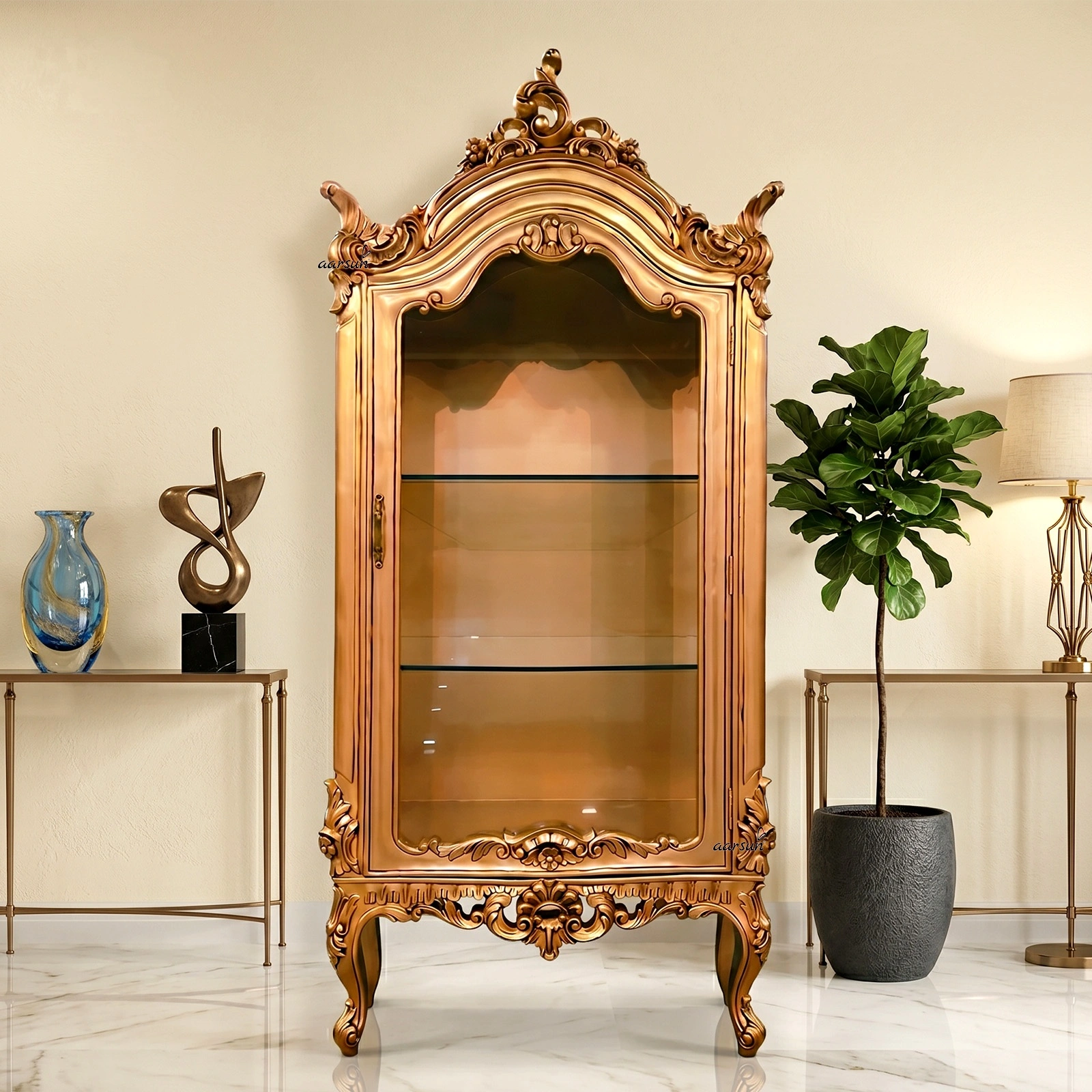 Luxurious Crockery Cabinet in Antique Gold UH-YT-527