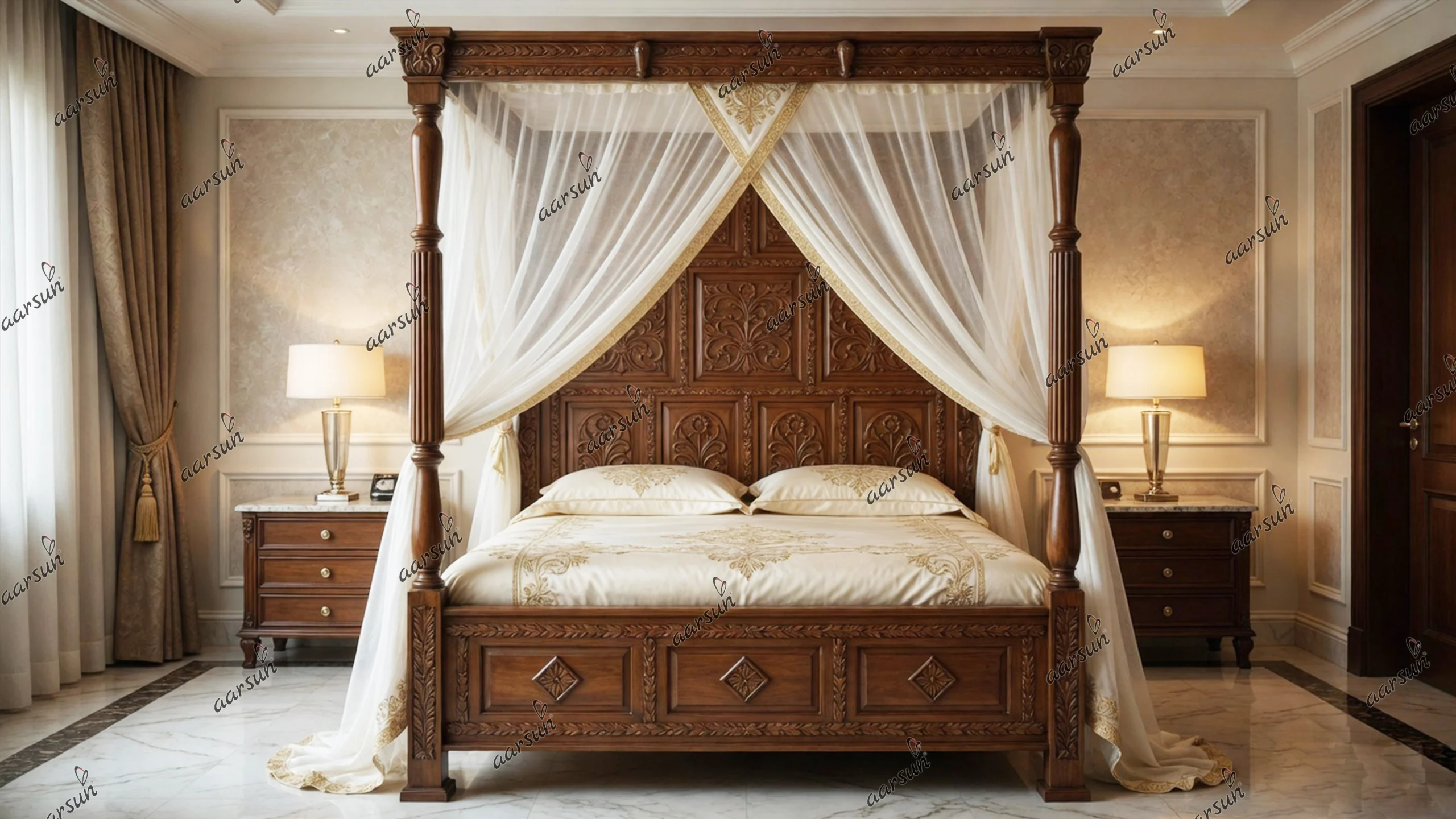 Classic Indian Poster Bed Canopy Bed