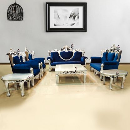 Classic Maharaja Sofa Set In Silver Paint YT-540