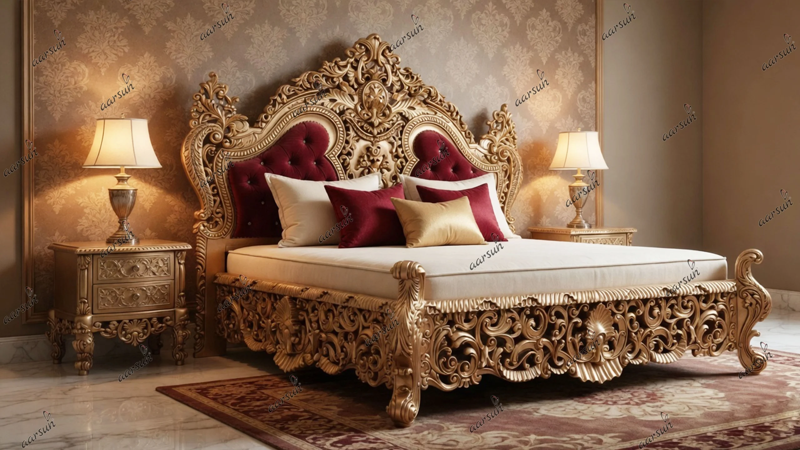 Aarsun Extraordinary Bedroom Set in Royal Gold