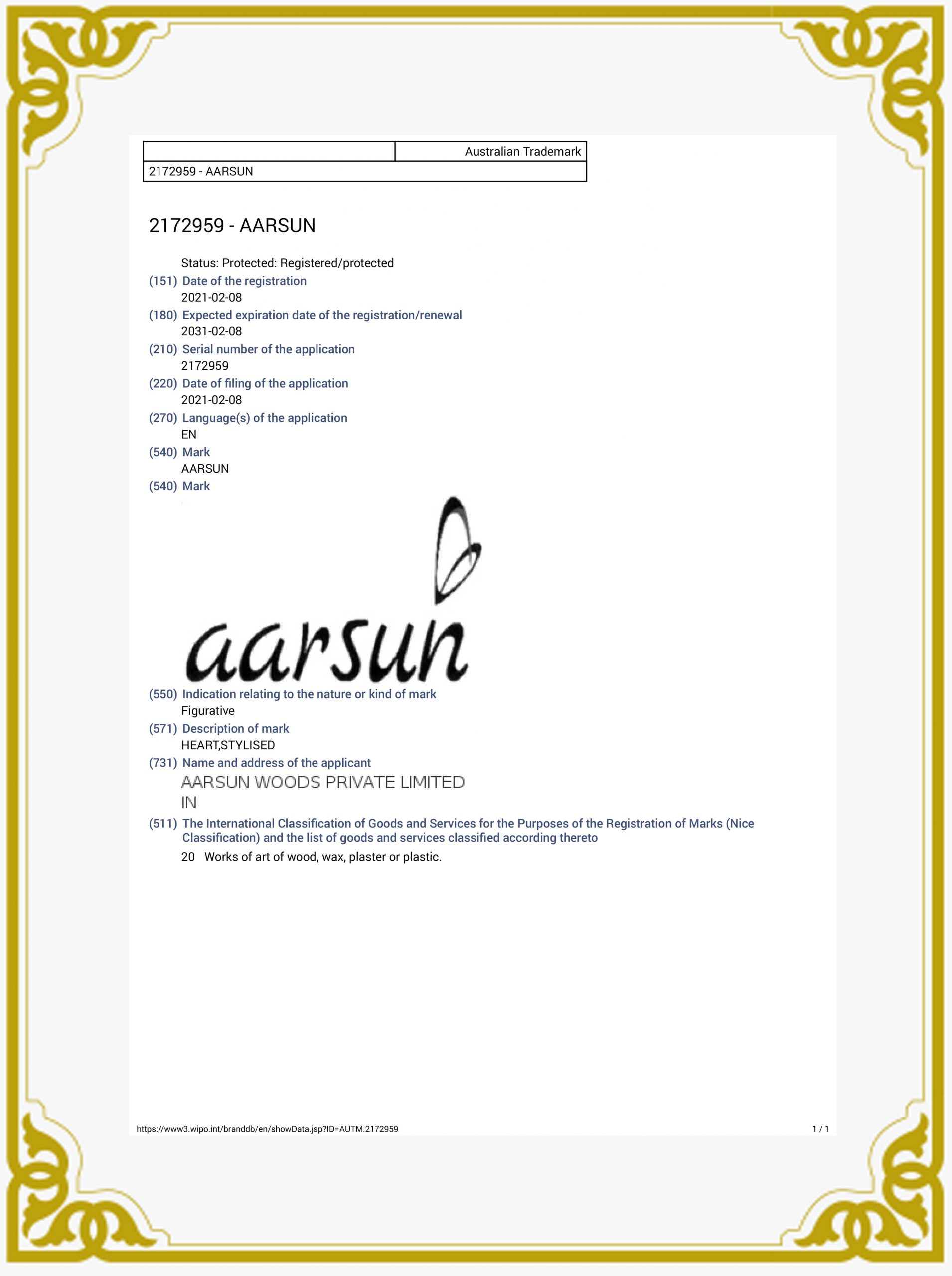 2172959-AUS-Aarsun-International-Trademark-Registration