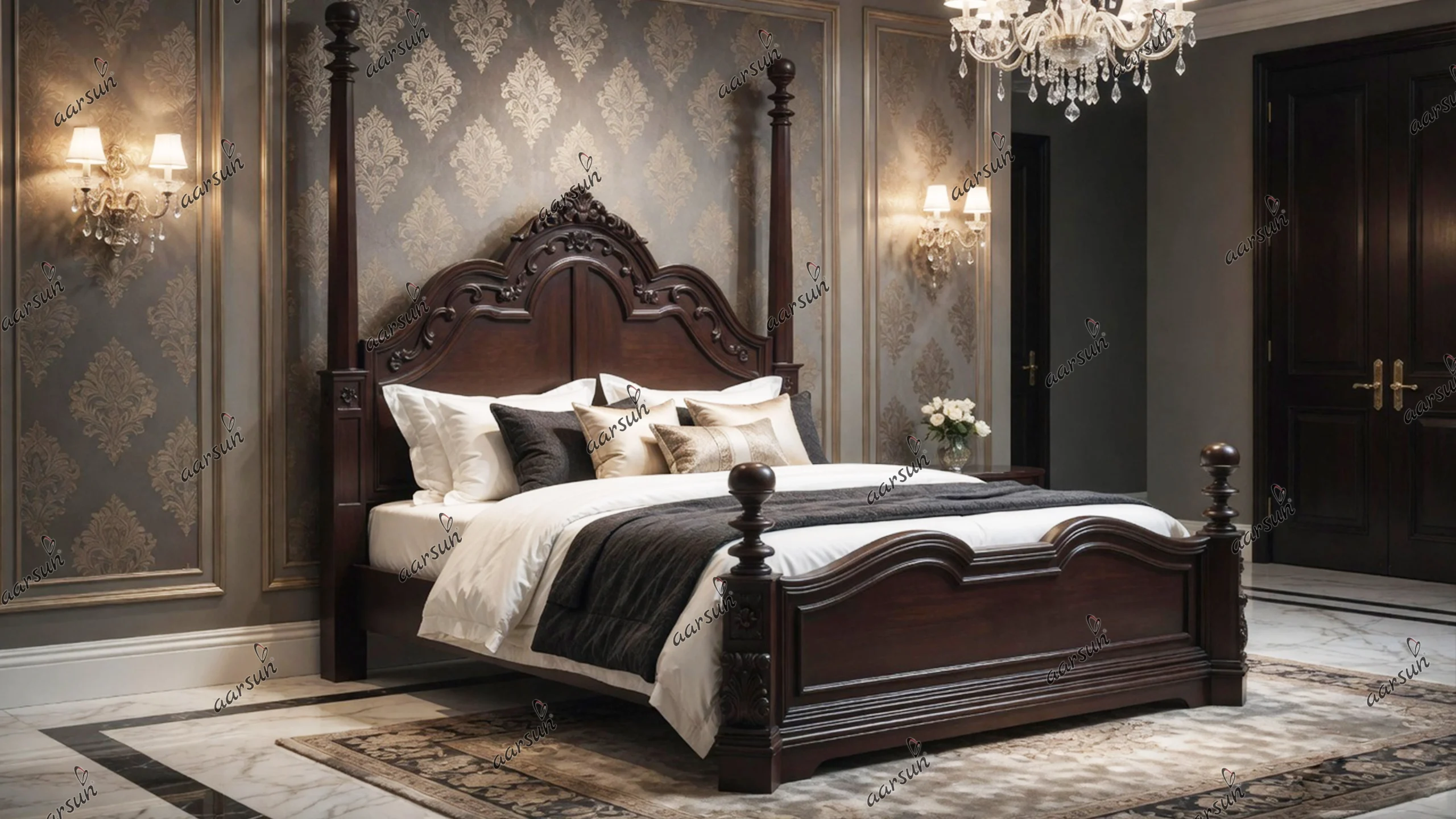 Classic Poster Bed with Side Tables
