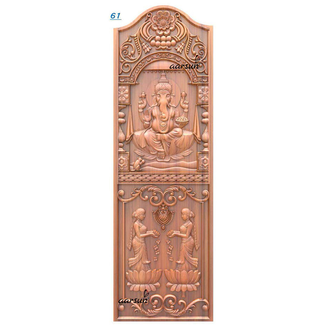 Ganesh Ji with Lotus Flowers Door Design-61