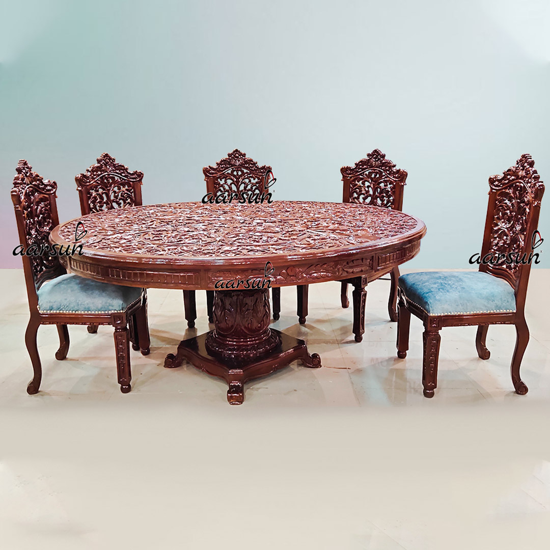 carved round dining table