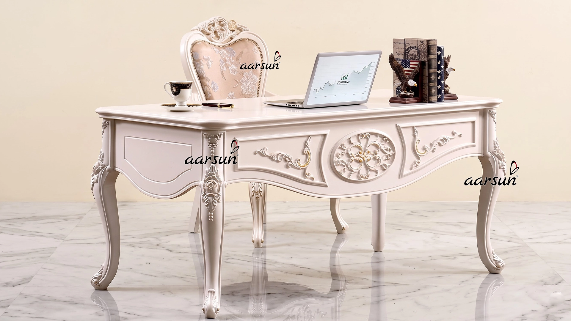 Royal Office Table Design in Solid Wood