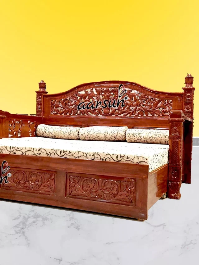 Teak Wood Sofa Cum Bed Design