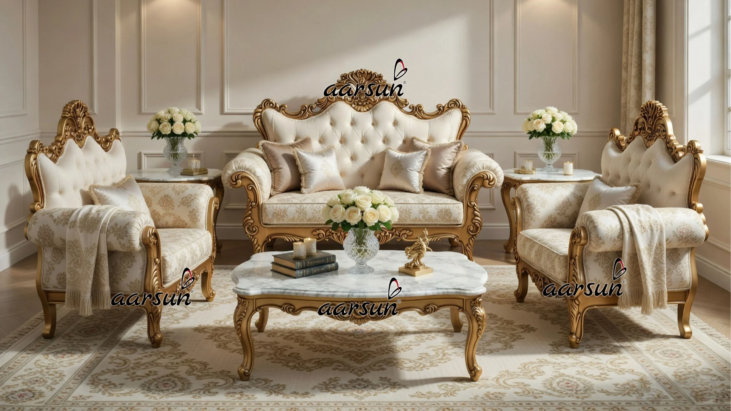 Wooden Gold Sofa Set YT-625