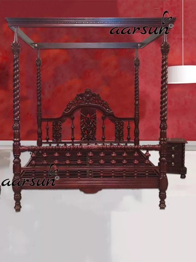 Aarsun Victorian Carved Poster Bed