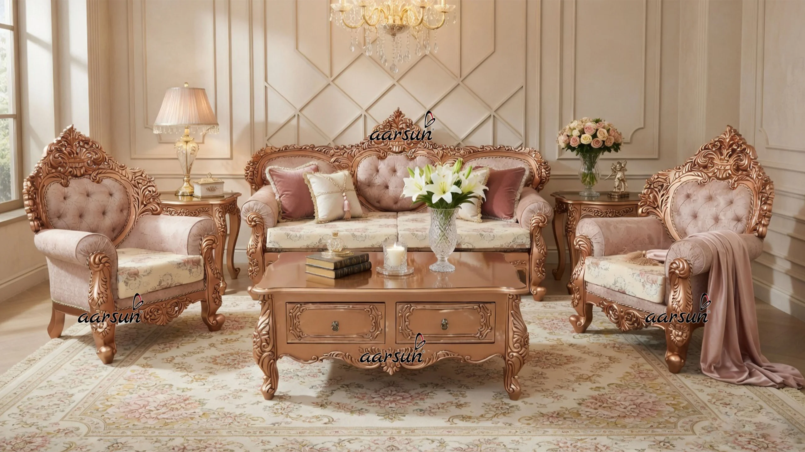 Unique Rose Gold Sofa Cum Bed