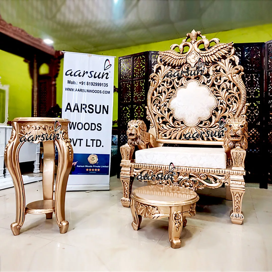 Antique Gold Guruji Chair Singhasan YT-641-E