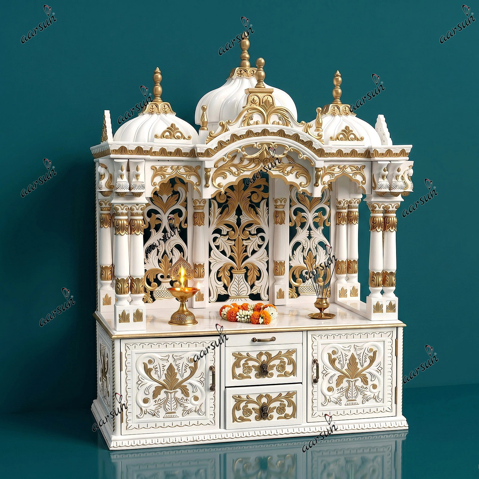 Handcarved White & Gold ISKCON Temple YT-642