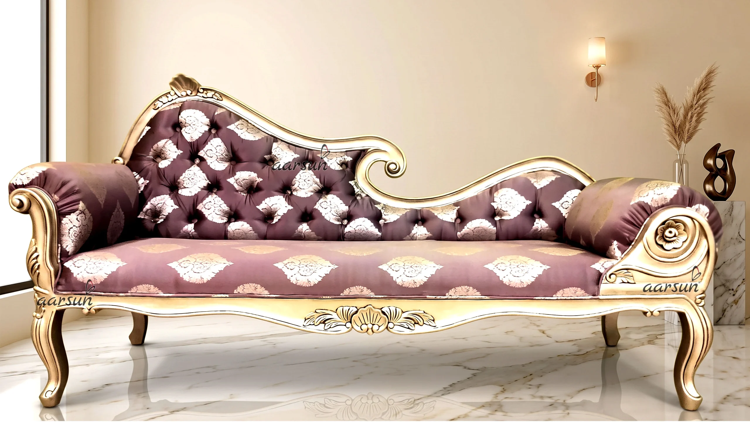Royal Chaise Lounge-in Metallic Finish by Aarsun