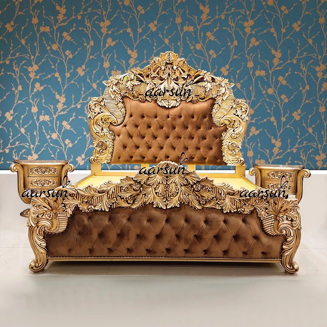 One of 20 Royal Bed Designs by Aarsun in Antique Gold