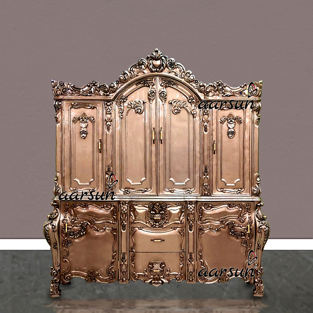Carved Metallic Color Crockery Cabinet YT-630